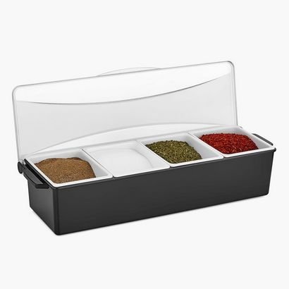 Garnish Tray with 4 Compartments and Lid - 46.7x44...