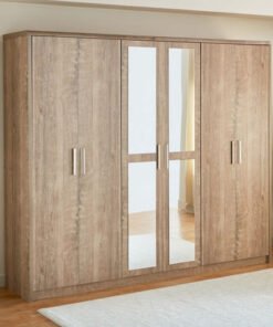 Curvy 6-Door Wardrobe with Mirror