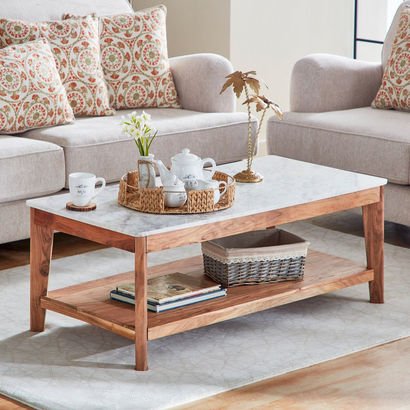 Cavon Midtown Genuine Marble Top Coffee Table with...