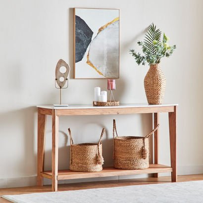 Cavon Midtown Genuine Marble Top Console Table wit...