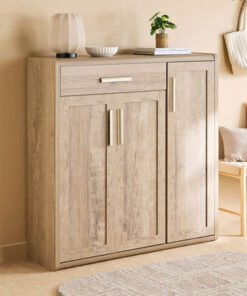 Curvy 20-Pair Shoe Cabinet with 3 Doors and 1 Draw...