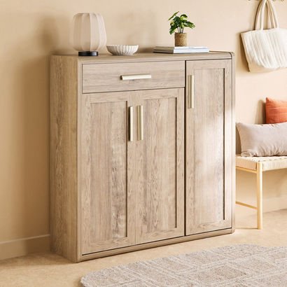 Curvy 20-Pair Shoe Cabinet with 3 Doors and 1 Draw...
