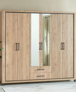 Belfort 6-Door 2-Drawer Wardrobe with 2 Mirrors an...