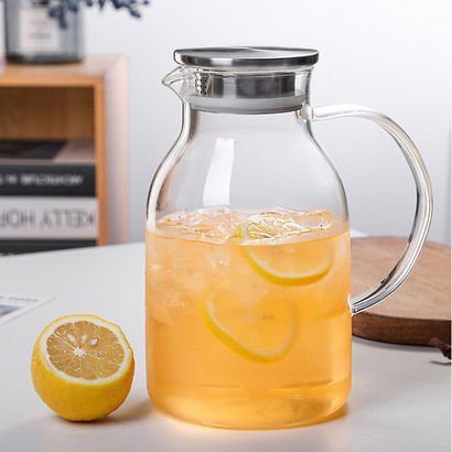 Zen Borosilicate Glass Water Pitcher with Stainles...