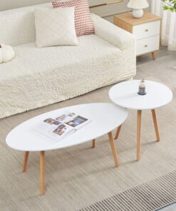 Toto 2-Piece Oval Coffee Table Set with Solid Wood...