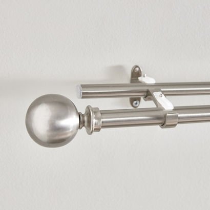 Ball 19mm Double Curtain Rod and Finial - 76-210 c...