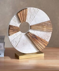 Liv Marble and Wood Table Accent on Metal Base - 2...