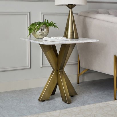 Portola Genuine Marble Top End Table