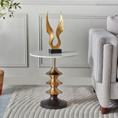 Cavon Helix Genuine Marble Top End Table
