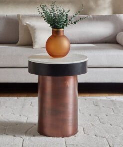 Vendra Barrel Genuine Marble Top End Table