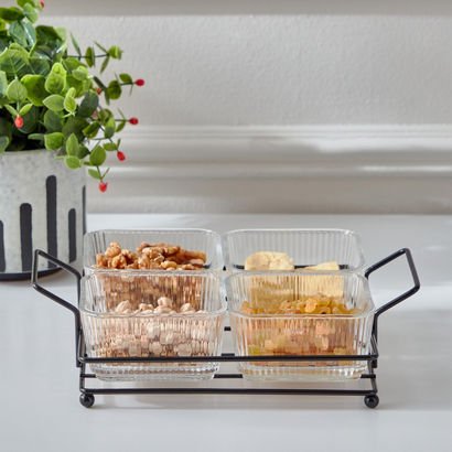 Vintage 5-Piece Glass Snack Set