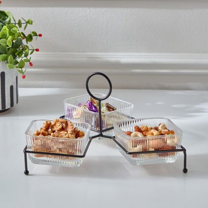 Vintage 4-Piece Glass Snack Set