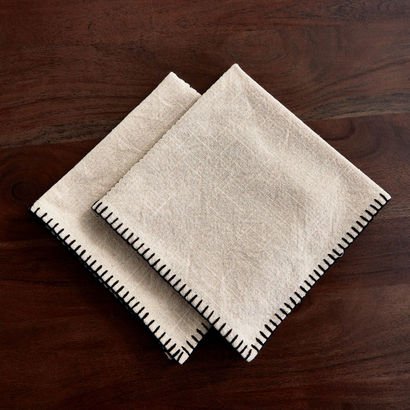 Naturio 2-Piece Stitch Natural Napkin Set - 40x40 ...