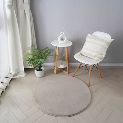 Faux Rabbit Fur Round Rug - 90 cm