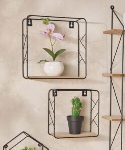 Sera 2-Piece Metal and MDF Board Wall Shelf Set