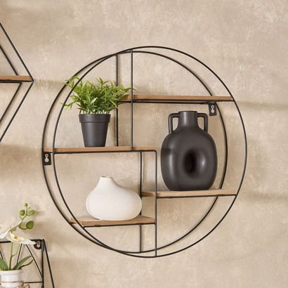 Sera Foldable Metal Wall Shelf with MDF Boards - 5...