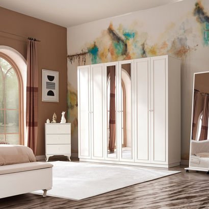 Elizabeth 6-Door Wardrobe with 2 Mirrors