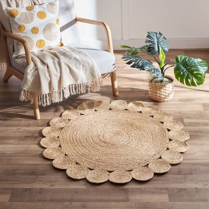Natura Tapis Round Hand Braided Jute Rug- 90 cm