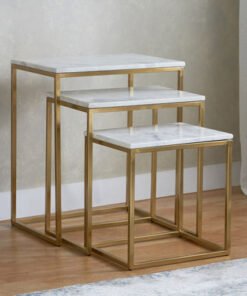 Vendra Turin Genuine Marble Top Nest of Tables - S...