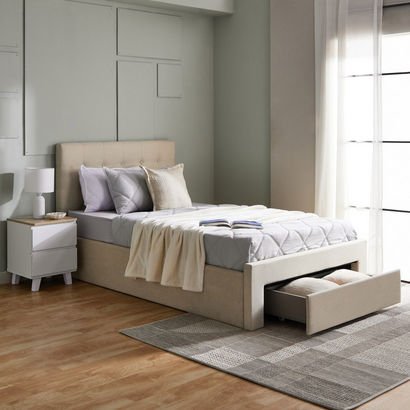 Oakland Neo Upholstered Twin Bed with Drawer - 120...