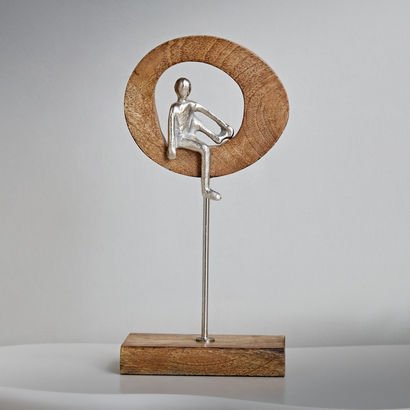 Odin Aluminum Sculpture with Wooden Base and Ring ...