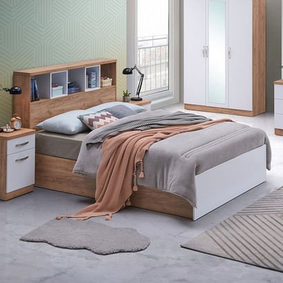 Juno Single Bed with Headboard Storage - 90x200 cm