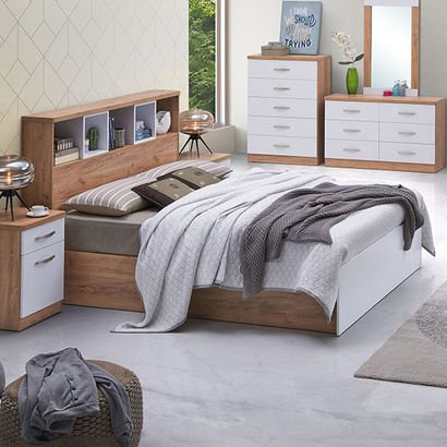 Juno King Bed with Headboard Storage - 180x200 cm