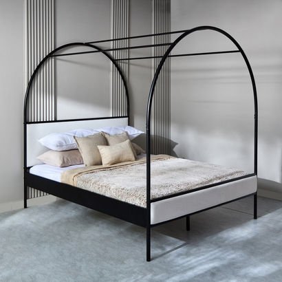 Marwell Abby Queen Canopy Metal Upholstered Bed - ...