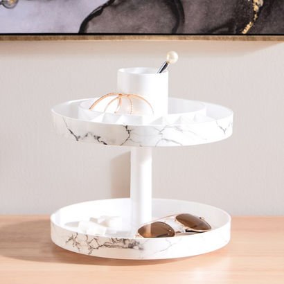 Marble 2-Tier Rotating Cosmetic Organiser