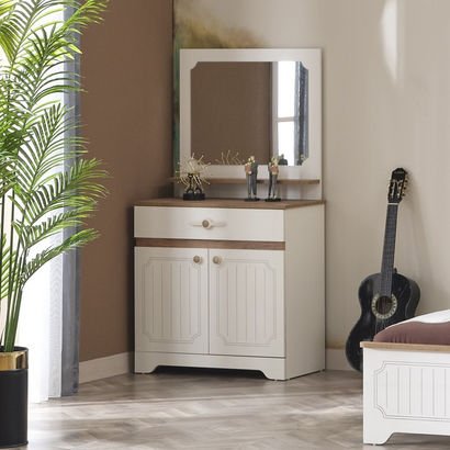 Listro 1-Drawer and 2-Door Dresser with Mirror