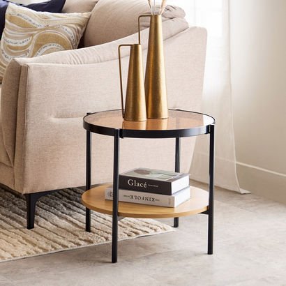 Velmont Glass Top End Table with Shelf