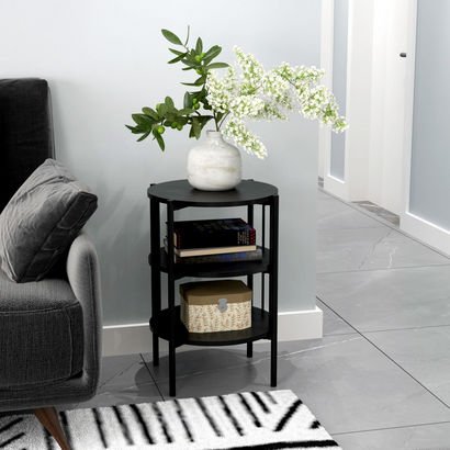 Havok End Table with Two-Tier Shelf