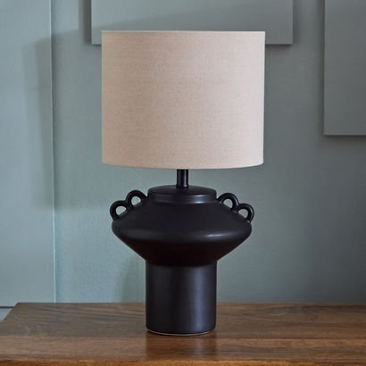 Harper Table Lamp with Base and Linen Lampshade - ...