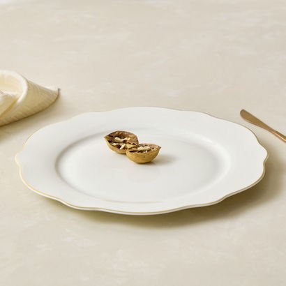 Ivory New Bone China Rim Dinner Plate - 26 cm