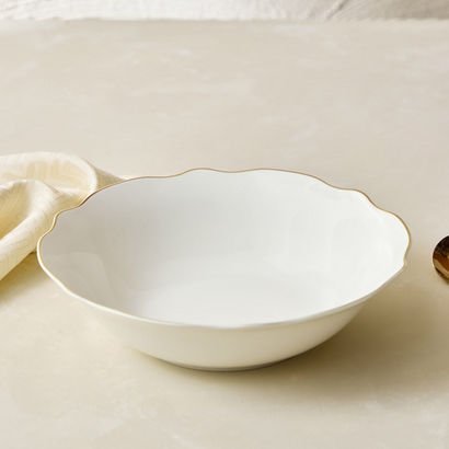 Ivory New Bone China Rim Serving Bowl - 22 cm
