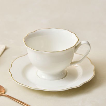 Ivory New Bone China Rim Tea Cup and Saucer - 220 ...