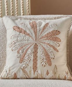 Cancun Palm Embroidered Filled Cushion - 50x50 cm