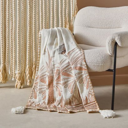 Cancun Palm Print Slub Throw - 130x170 cm