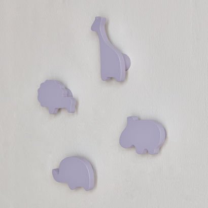 Animal Shaped 4-Piece Wooden Wall Hook Set