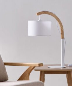 Tyler Metal and Wooden Table Lamp with Fabric Shad...