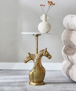 Cavon Friesian Genuine Marble Top Accent Table