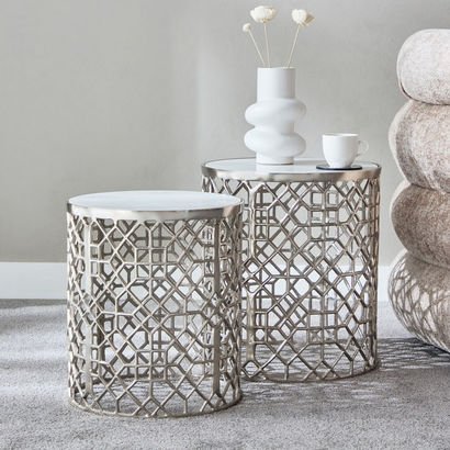 Cavon Talitha 2-Piece Genuine Marble Top Accent Ta...
