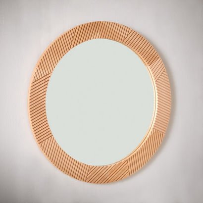 Inez Solid Wood Frame Round Mirror - 61 cm