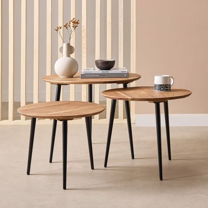 Cavon Lack Solid Wood Nesting Table - Set of 3