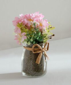 Caven Daisy Arrangement in Glass Bottle - 9x9x13 c...