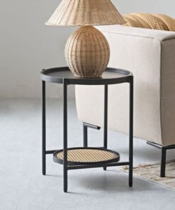 Vendra Enna Rattan and Solid Wood End Table