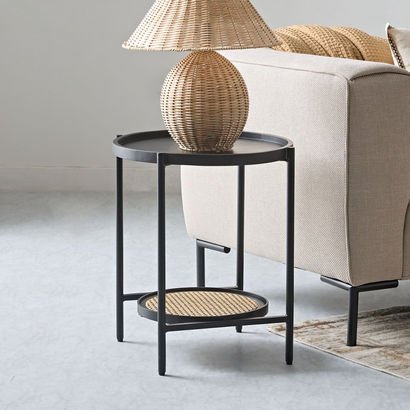 Vendra Enna Rattan and Solid Wood End Table