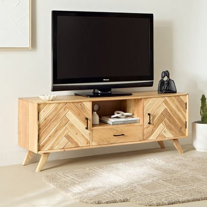 Vendra Chevron 1.5 Metre Solid Wood TV Unit for TV...
