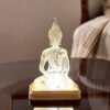 Asher Polyresin LED Light Buddha on Wooden Base - ...