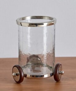 Aura Tealight Holder Glass Hurricane with Wheels S...